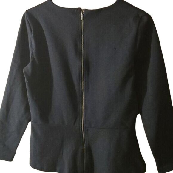 J.CREW XS Black Peplum Zipper Back Business Casual Preppy Shirt - Picture 4 of 5